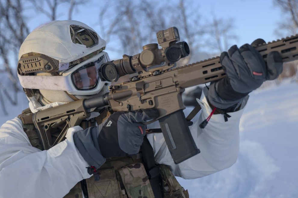 Royal Marines using the new rifle and kit rolled out to the Commando Force