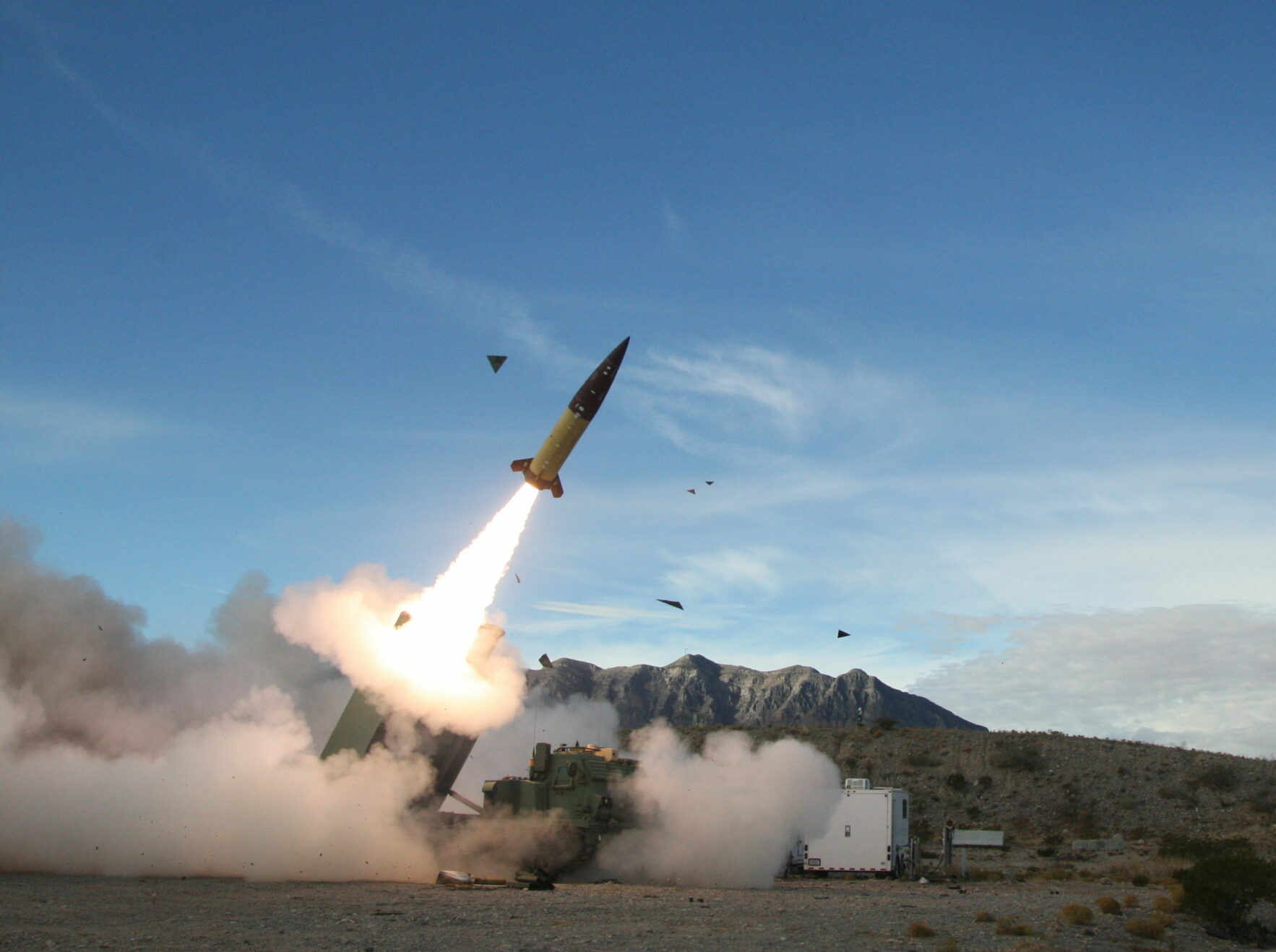 Soldiers came to White Sands Missile Range December 14th, 2021 to conduct live fire testing of old missiles to confirm the older weapons are still reliable and ready for use.The Soldiers, from the 3rd Battalion, 321st Field Artillery Regiment of the 18th Field Artillery Brigade out of Fort Bragg NC, visited the New Mexico range to conduct reliability tests of early versions of the Army Tactical Missile System.