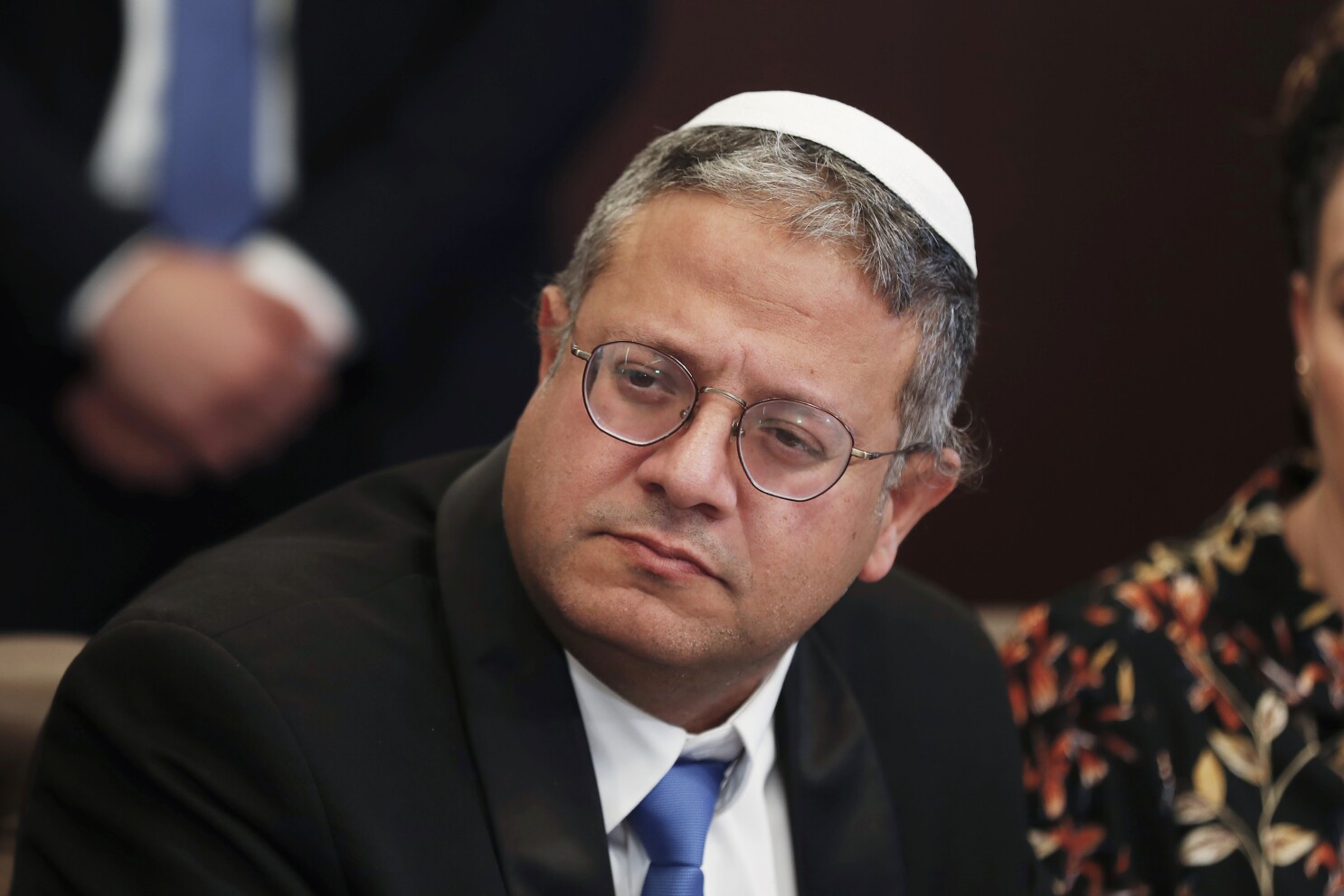 FILE - Itamar Ben-Gvir, the minister of national security in Benjamin Netanyahu's new government, attends a weekly cabinet meeting on Jan. 3, 2023, in Jerusalem. (Atef Safadi/Pool Photo via AP, File)