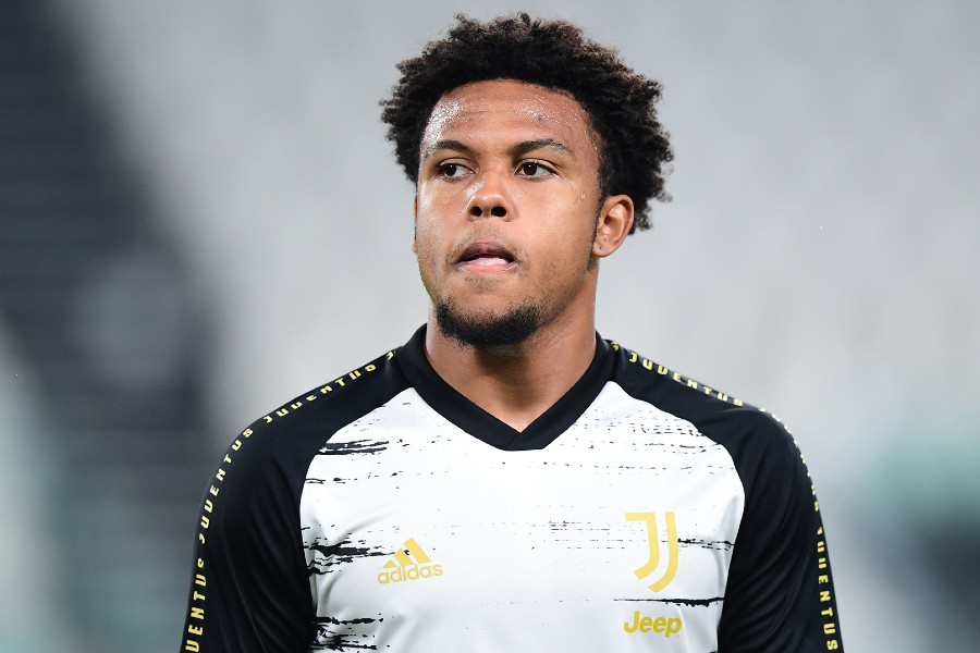 Juventus' American midfielder Weston McKennie warms up prior to the Italian Serie A football match Juventus vs Sampdoria on September 20, 2020 at the Juventus stadium in Turin. (Photo by Miguel MEDINA / AFP) (Photo by MIGUEL MEDINA/AFP via Getty Images)