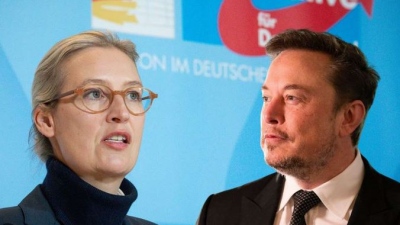 Ο Elon Musk και η Alice Weidel του AfD σε κοινή συνέντευξη στις 9 Ιανουαρίου 2025